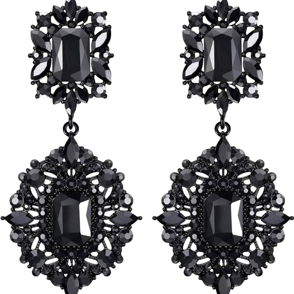 Vintage Inspired Black Smoke Gemstone Medieval Look  Earrings